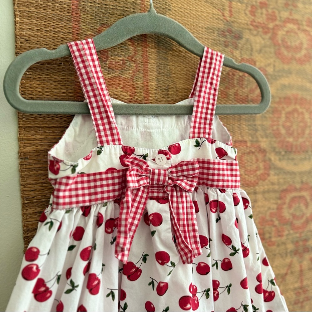 Vintage Cherry Print & Gingham Cotton Summer Dress - Picture 5 of 6